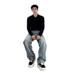 Hot-stone-embellished Jeans Mens Straight-leg Wide-leg Pants