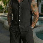 Men's Solid-Colored Linen Breathable Beach Set