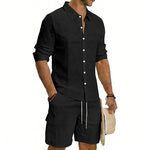Men's Linen Loose Casual Shirt And Shorts Set