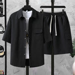 Mens Lightweight Casual Top And Shorts Workwear Two-Piece Set