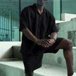 Mens Hollow-Out Lapel Button-Up Shirt