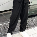 Men's Fashion Casual Loose Pleated Texture Shirt And Trousers Two-piece Set