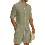 Men's Linen Loose Casual Shirt And Shorts Set