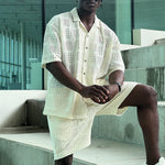 Mens Hollow-Out Lapel Button-Up Shirt