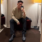 Mens Chunky Solid-Color Sweater For FallWinter