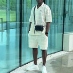 Mens Hollow-Out Lapel Button-Up Shirt